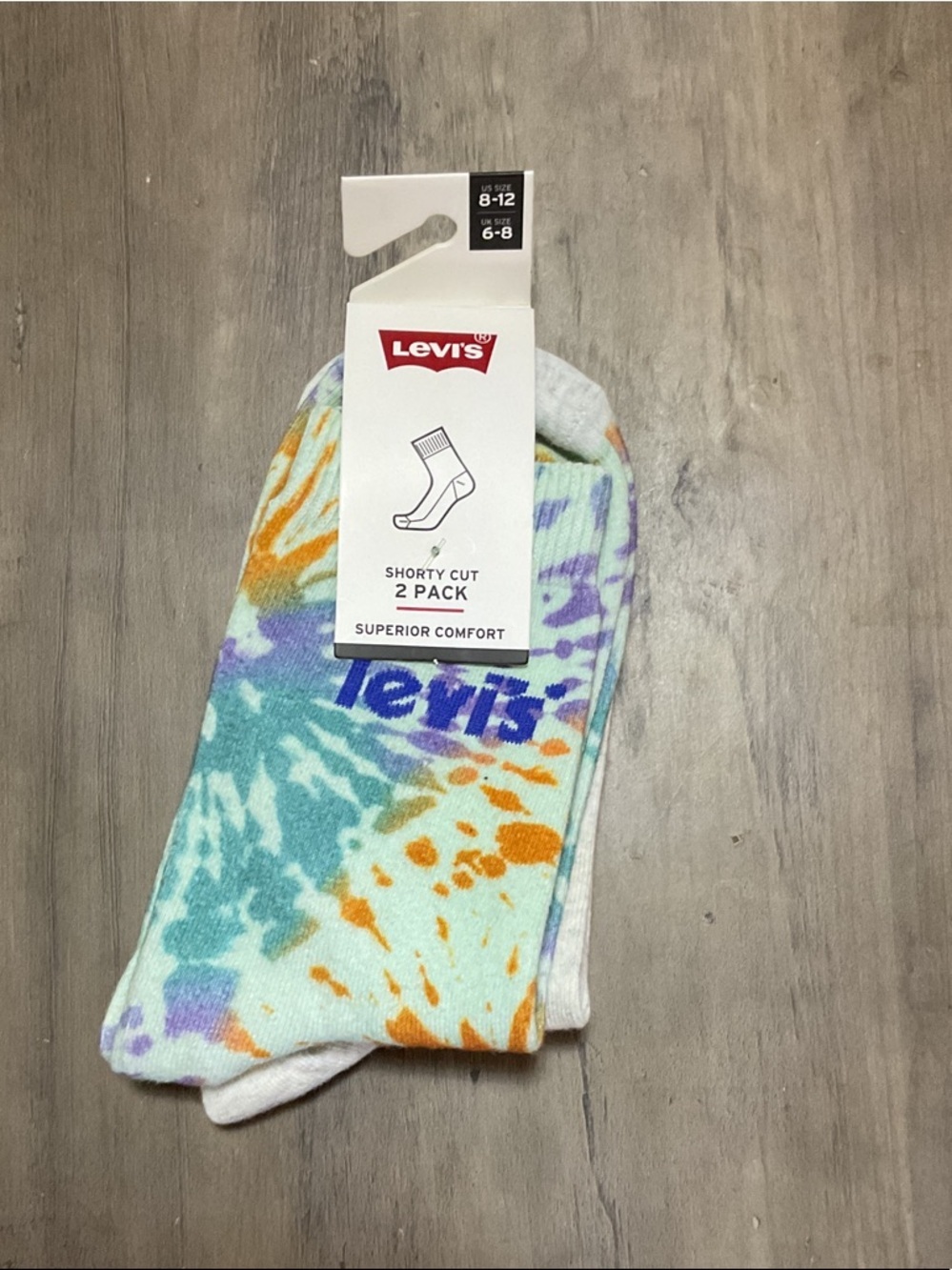 Levi's Tie-Dye Shorty Cut Socks - Turquoise, Orange, Purple (2 Pack)